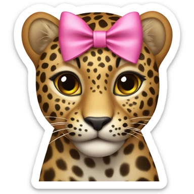 Leopard with pink bow  sticker