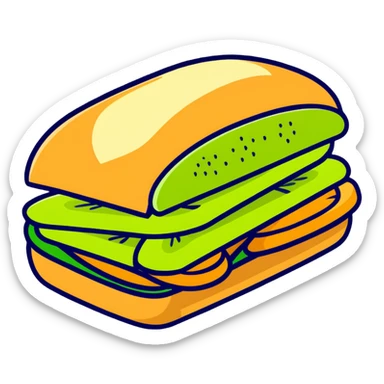 Kiwi sandwich with sliced kiwi fruit between bread slices sticker