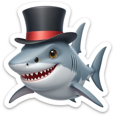 shark with a top hat, smiling sticker