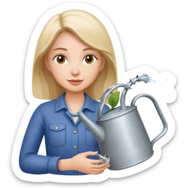 woman with watering pot sticker