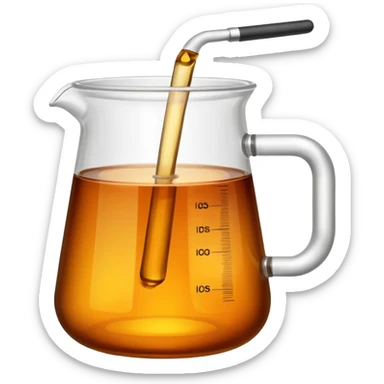 tea in a laboratory measuring cup sticker