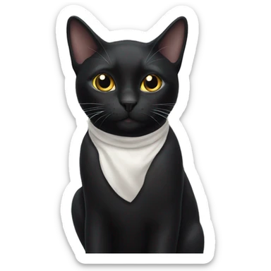 A black cat with a white spot on its chest sticker