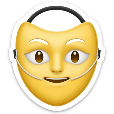 A sad face emoji holding a happy face mask sticker