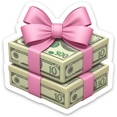 Australian $100 notes stacked together and wrapped in a girly pink bow sticker