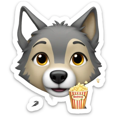 femenine wolf with popcorn sticker