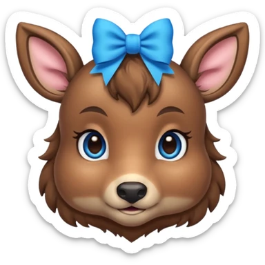 Deer with a blue bow and blue eyes sticker