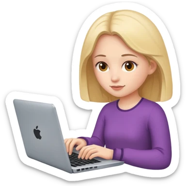 girl typing on laptop sticker