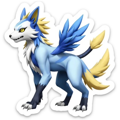 WereGarurumon-Zeraora-Renamon-Absol-fusion-hybrid-creature (full body sticker
