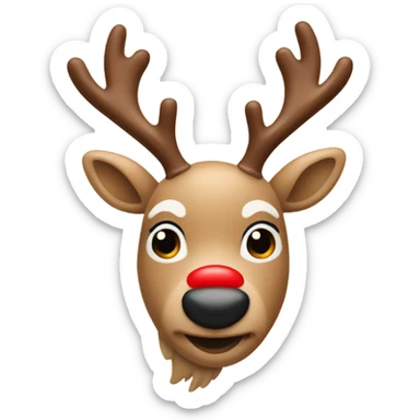 Beige Rudolph the red nose reindeer   sticker