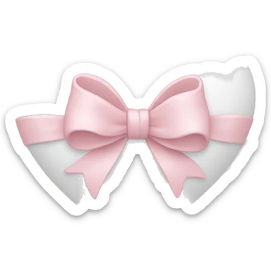white heart with light pink bow wrapped around it sticker