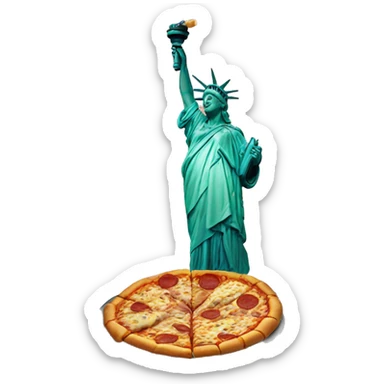 the statue of liberty is eating pizza sticker