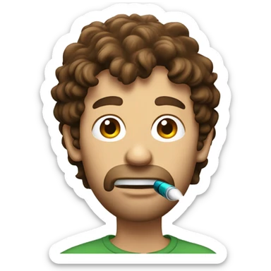 A shaggy looking guy with medium length brown hair vaping sticker