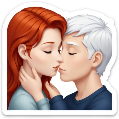 redhead girl kissing white-haired boy sticker