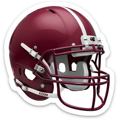 College football player helmet in maroon color remove jersey sticker