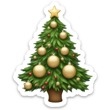 Christmas tree with beige ornaments sticker