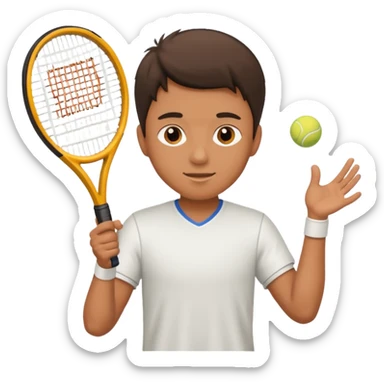 young man playing tennis sticker