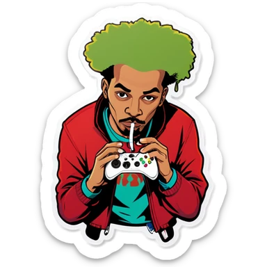 Got smoking a blunt playing Xbox  sticker