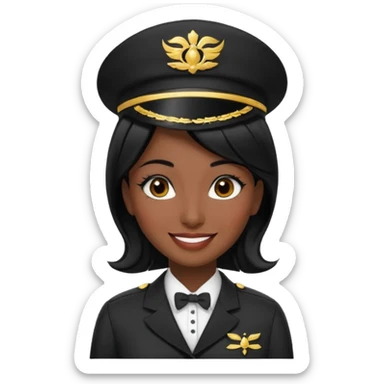 Lady hotel butler with green uniform black hair and just a lite bit brown skin and Arabic face with our hat please remove the green hat a little bit dark skin and tigh hair  sticker