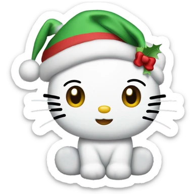 Hello kitty wearing a Christmas hat  sticker