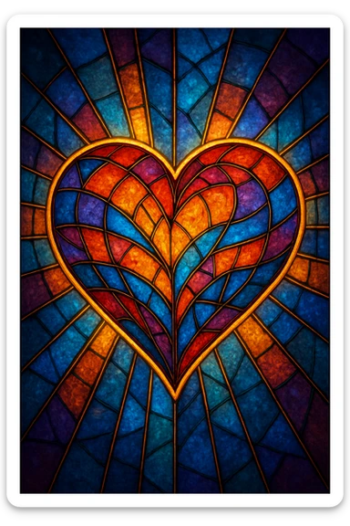 heart with a stained glass effect, digital illustration sticker
