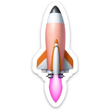 peach rocket ship with pink head sticker