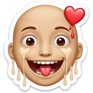 quelqu'un tres content avec des coeur a la place des yeux et de la salive qui coule de sa bouche sticker