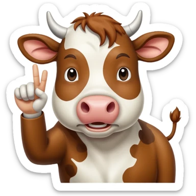 Une vache qui lève l’index sticker