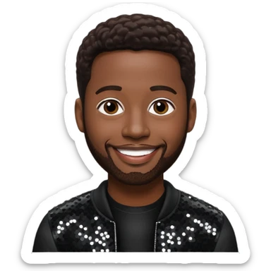 Michael McCary from Boyz II Men with dark brown hair, black sequin outfit sticker