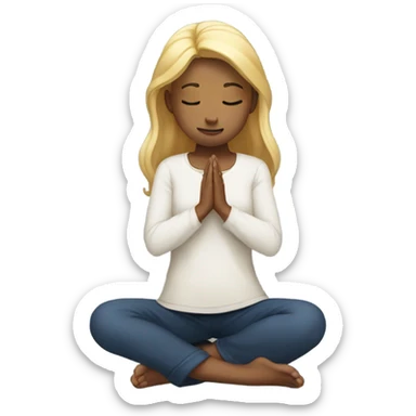Blonde on knees praying
 sticker