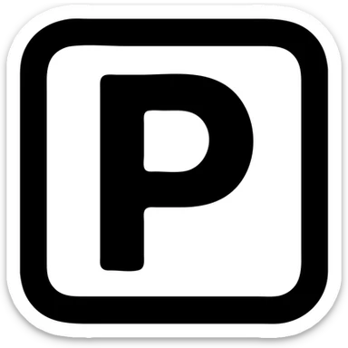 parking symbol, bold, black and white, modern icon style sticker