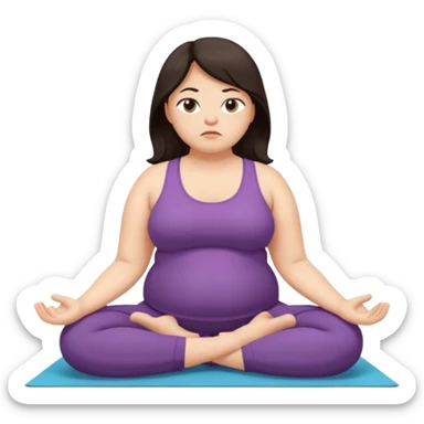 Sad fat girl doing yoga dark hair sticker