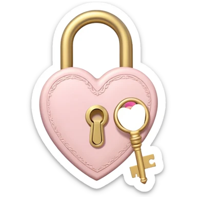 The key to the heart lock in soft pink, beige and yellow pastel colors sticker