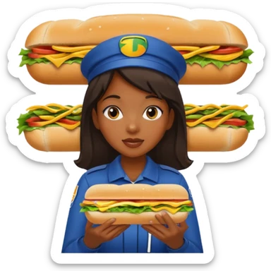 Black girl eating subway  sticker