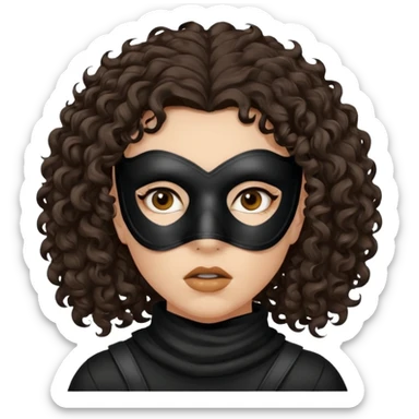 woman with robber mask concerned dark curly hair sticker