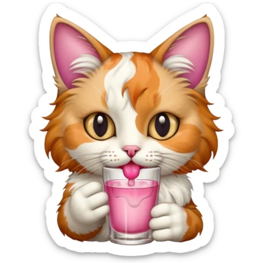 cat drinking mucha sticker