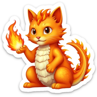 Dragon breath of fire at a cat sticker