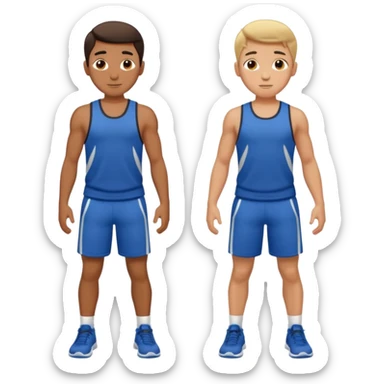 two boys walking, wearing gym clothes, full body sticker