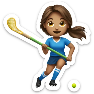 Brown hair girl playing field hockey sticker