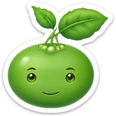 A green pea, round and bright sticker