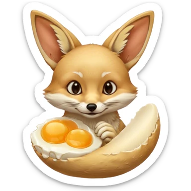 fennec eating an unpeeled raw egg sticker