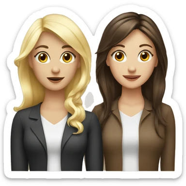 Work besties one with blonde and one with brunette hair both white sticker