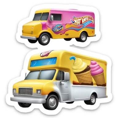 Side view hot wheels sporty 20 foot long banana split Ice Cream step van  sticker