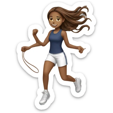 Jump Roping with straight long brown hair light brown skin sticker