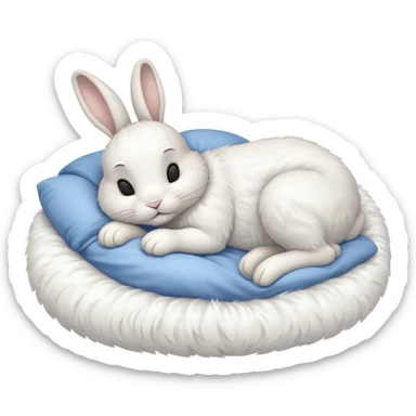 cartoon white rabbit asleep in bed sticker