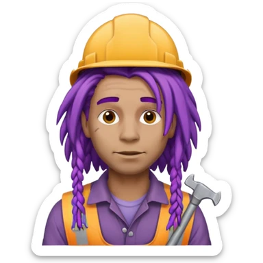 construction worker very dreadlocked purple haired man  sticker