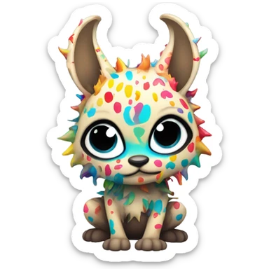 an edgy cute kawaii vernid-fionbri with colorful splash patterns full body sticker