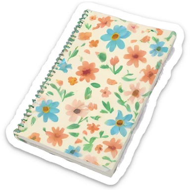 Notebook with flower pattern design on the cover sticker