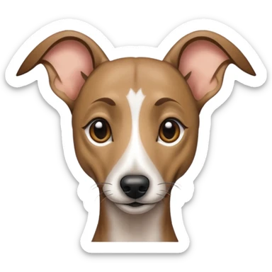 Create a brindle whippet emoji with long Dobby looking ears and a long snout sticker