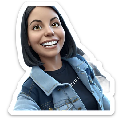 smiling girl in denim jacket sticker