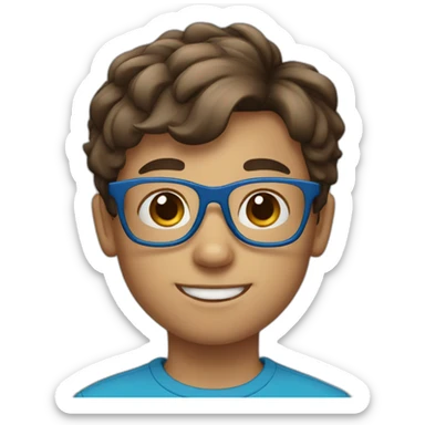 Little boy with brown hair and blue glasses sticker